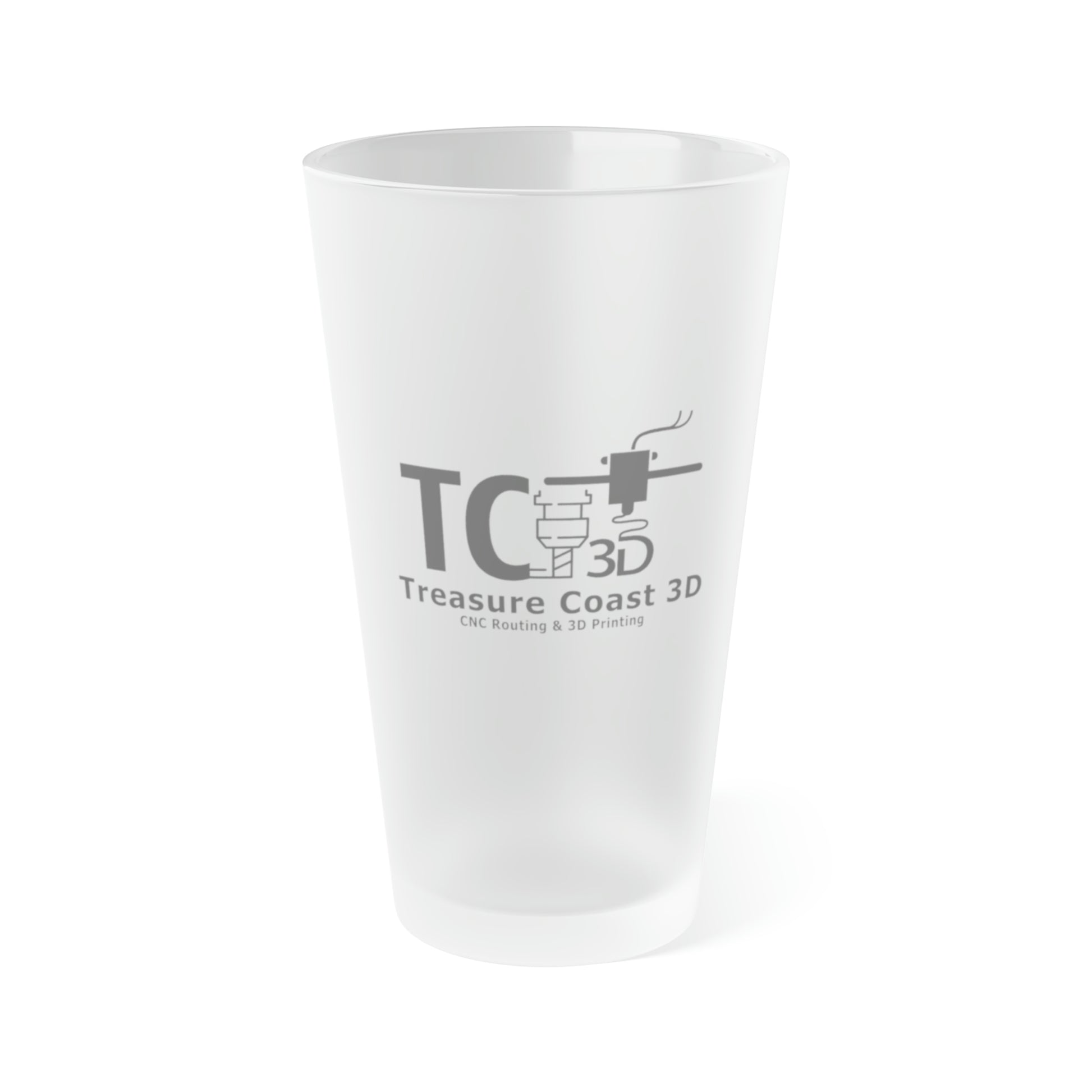 Frosted Pint Glass, 16oz - Treasure Coast 3D