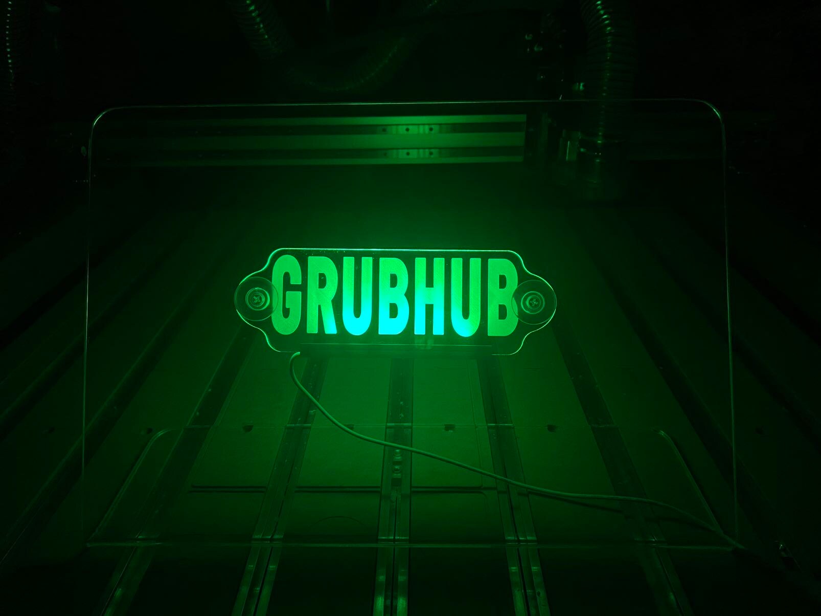 Led lit GrubHub sign