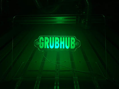 Led lit GrubHub sign