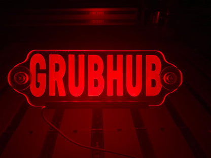 Led lit GrubHub sign