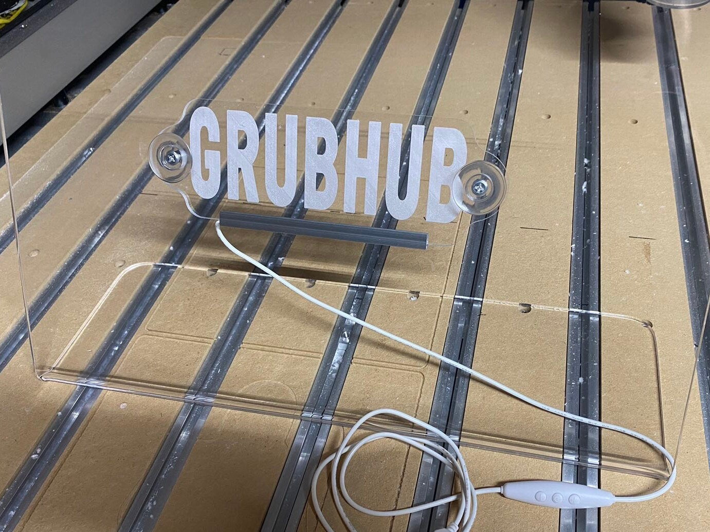Led lit GrubHub sign