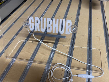 Led lit GrubHub sign