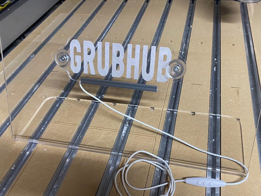 Led lit GrubHub sign