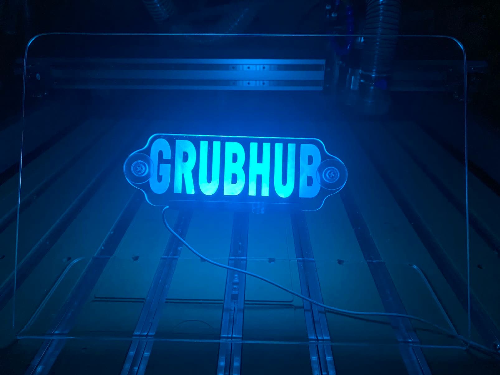 Led lit GrubHub sign
