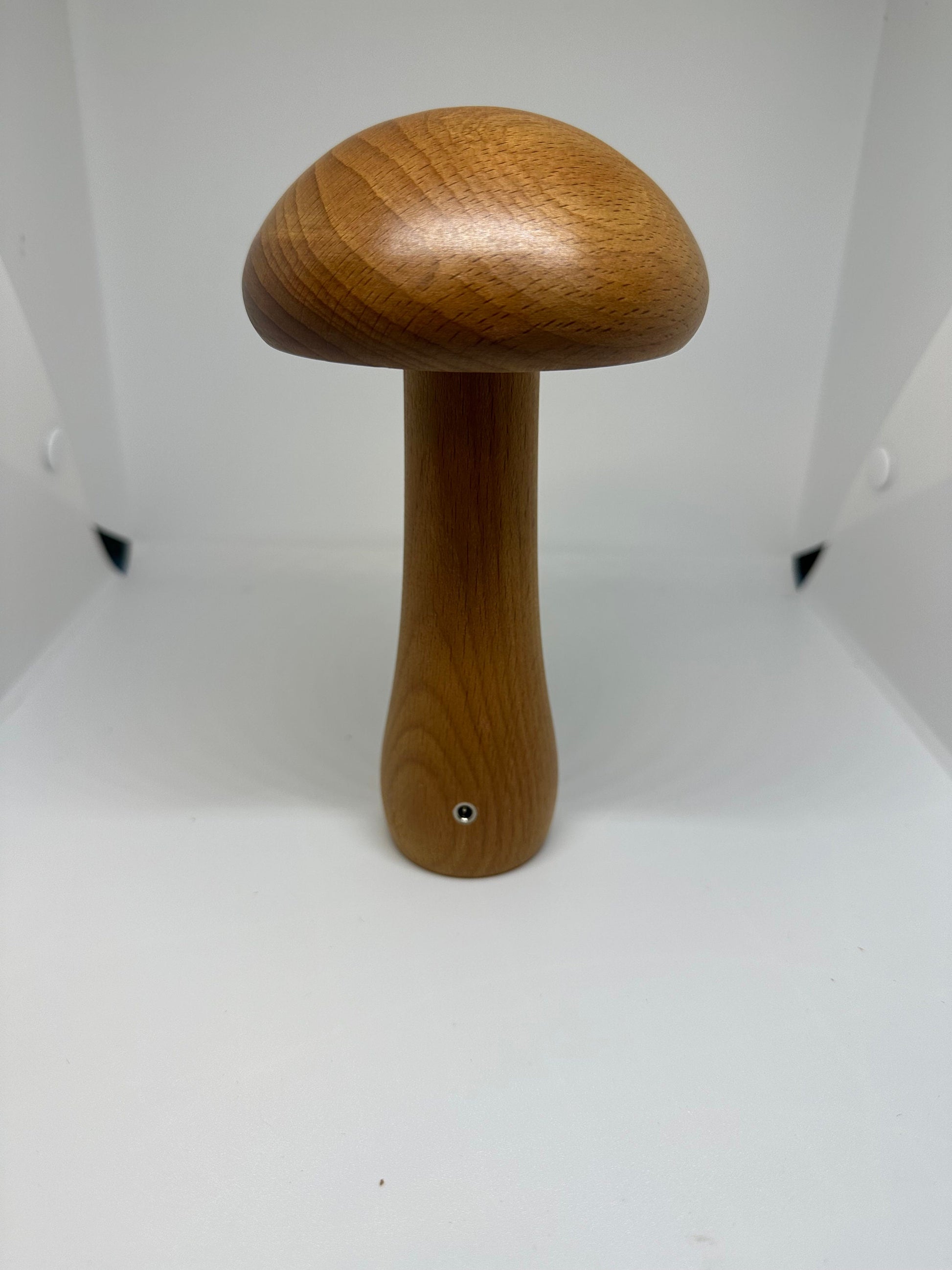 Wood Mushroom Lamp White Lights Dimmable and Rechargeable